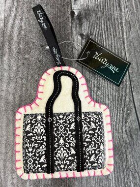 Thirty-One Felt Christmas Ornament Mini Tote Bag Damask NWT